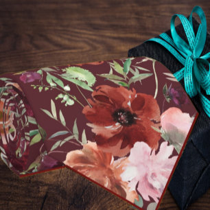 Gravata Borboleta Flores Rosas Rosa Canela Vinho F