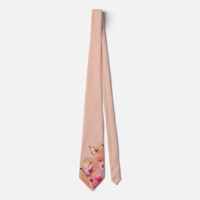 Gravata Borboleta Rosa e Floral (Frente)