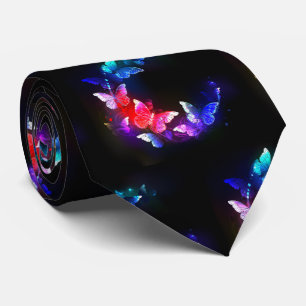 Gravata Borboletas Neon Night brilhantes sobre fundo preto