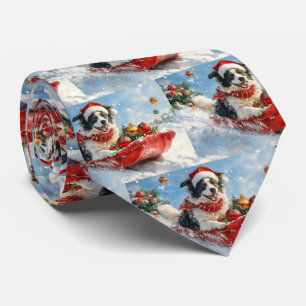 Gravata Borda Cachorro Collie Sledge Deixe nevar Natal