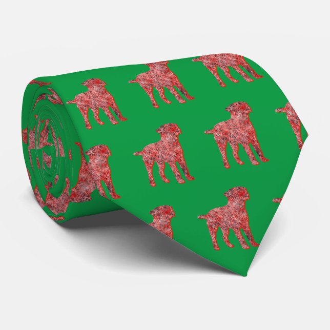Gravata Borda Terrier Christmas Dog Silhouette Green Neck (Rolled)