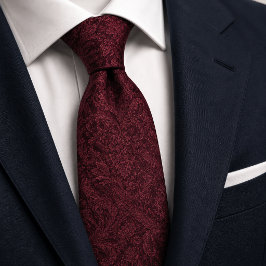 Gravata Bordô Luxuoso Barroco Jacquard de Damasco