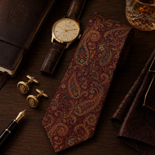 Gravata Bordô Paisley Real Luxo