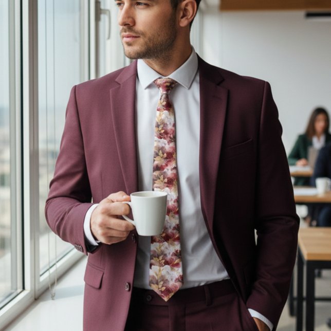 Gravata Borgonha e Dourada Torneira de Pescoço de Agato Fl (Criador carregado)