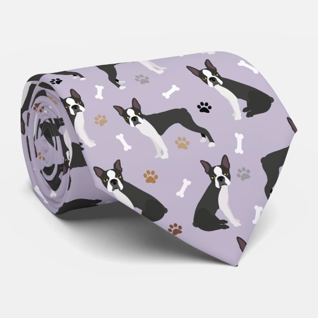 Gravata Boston Terrier Bones and Paws Neck (Rolled)