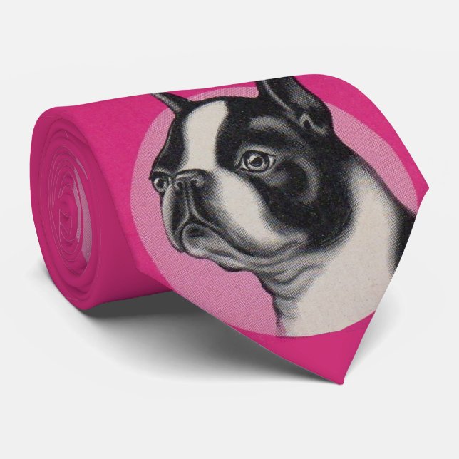 Gravata Boston terrier impressão (Rolled)