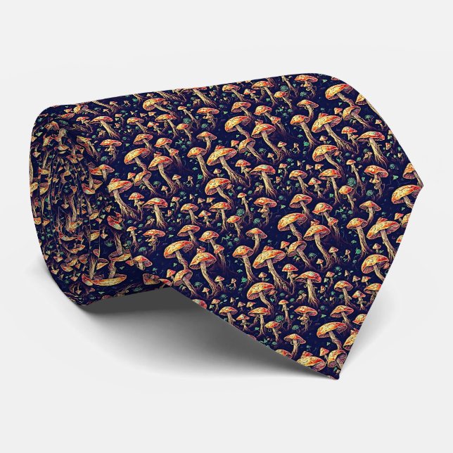 Gravata Botânica Escura de Cogumelo Vintage (Rolled)