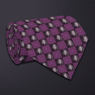 Gravata Botão de Foto do Checkerboard Roxo 1 Coletor de Fo