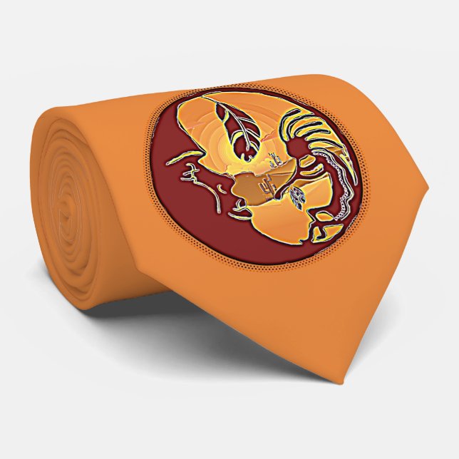 Gravata Botão de Paisagem - Kokopelli Moon Feather 1 (Rolled)