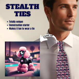 Gravata Bougie Pink Palm Primavera Poodle Tie Furtivo