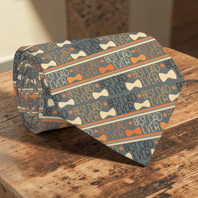 Gravata Bowtie Best Dad Ever Pattern Necktie Tie (Criador carregado)
