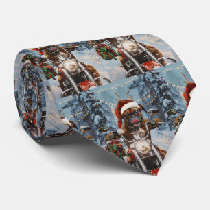 Gravata Boxer Dog Riding Motorcycle Christmas