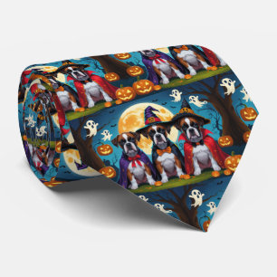 Gravata Boxer Dogs Pumpkin Halloween Engraçado