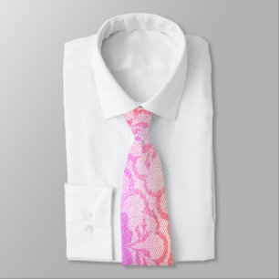 Gravata Branca de Casamento Floral de Ombre Rosa Real