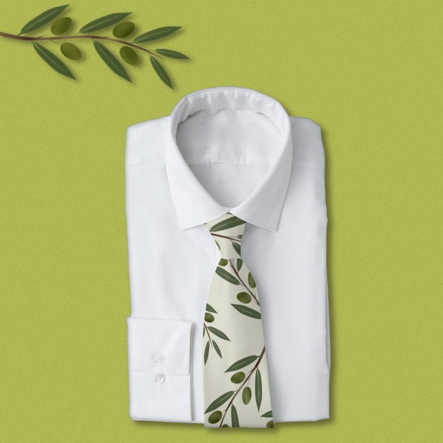 Gravata Branch de Oliveiras de Aquarela (Watercolor Olive Branch Neck Tie)