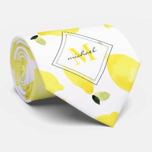 Gravata Branco alegre do nome do monograma do amarelo do