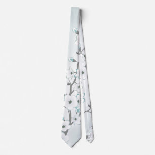 Gravata Branco floral da hortelã da flor de cerejeira