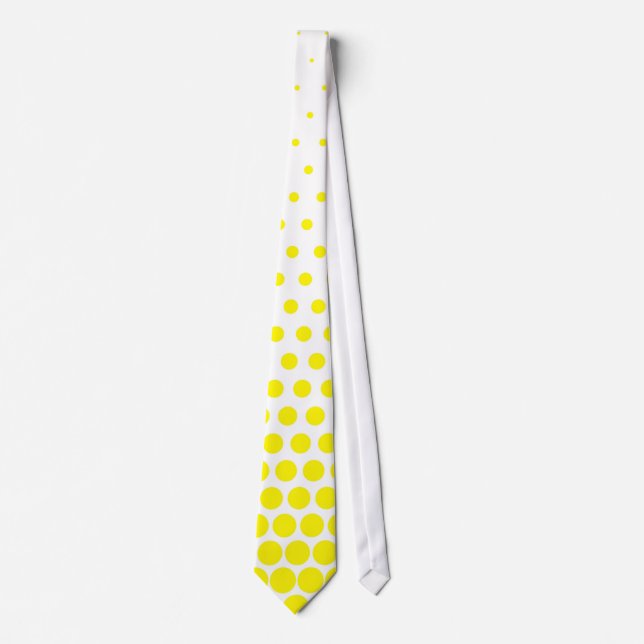 Gravata Branco moderno das bolinhas do amarelo de cádmio (Frente)
