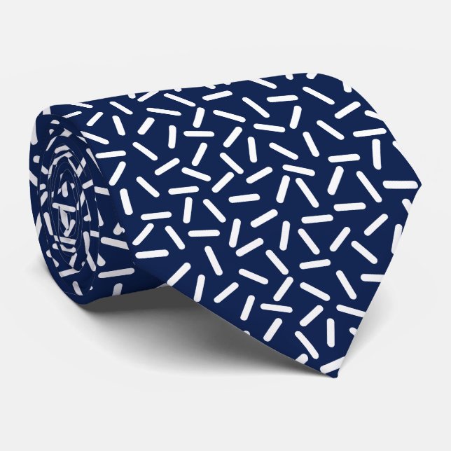 Gravata Branco moderno e azul naval  (Rolled)