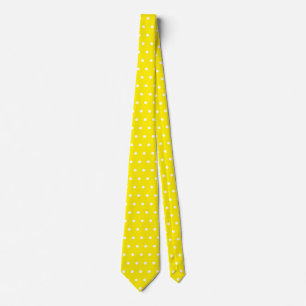 Gravata branco pontilhado amarelo