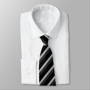 Gravata Branco preto-chic listrado