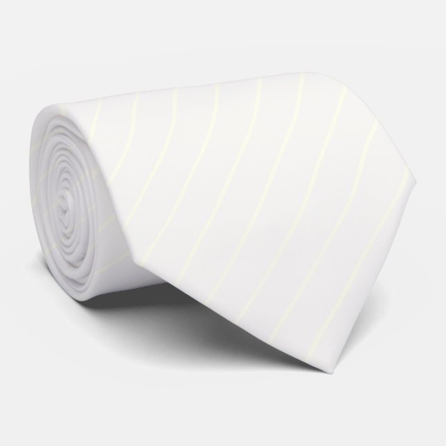 Gravata Branco puro com Pinstripes brancas de marfim (Rolled)