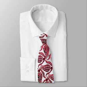 Gravata Branco VERMELHO de Borgonha das TULIPAS do DAMASCO