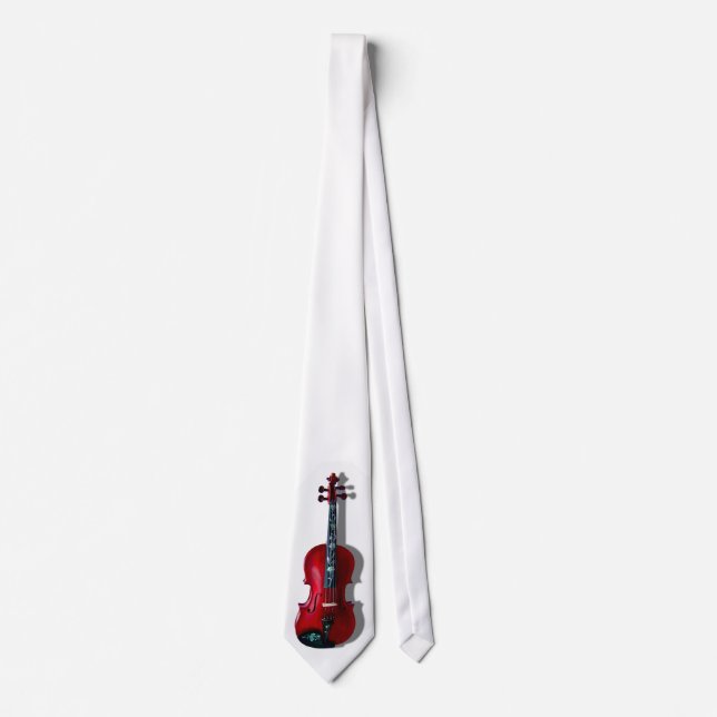 GRAVATA BRANCO VERMELHO DE VIOLIN-TIE-ON (Frente)