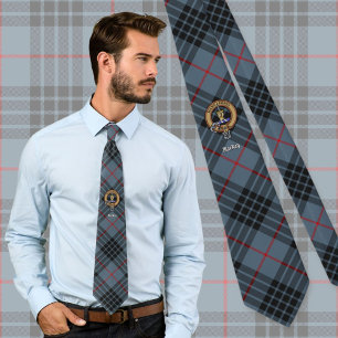 Gravata Brasão do clã MacKay sobre Tartan Azul
