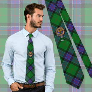 Gravata Brasão do Clã Sinclair sobre Tartan de Caça