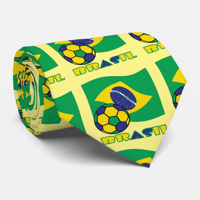 Gravata Brasileiro Futebol e Bandeira (Rolled)