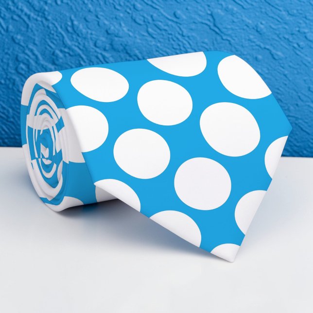 Gravata Bright Blue Jumbo Polka Dots Custom Necktie (Criador carregado)