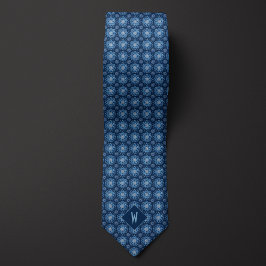 Gravata Brilhante Monograma de Mandala Azul
