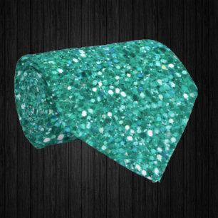 Gravata Brilho Azul Teal Falso Luxo Elegante