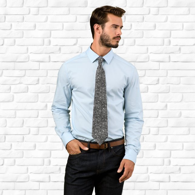 Gravata Brilho de Carvão Luxuoso (Luxury Sparkly Charcoal Glitter Neck Tie)