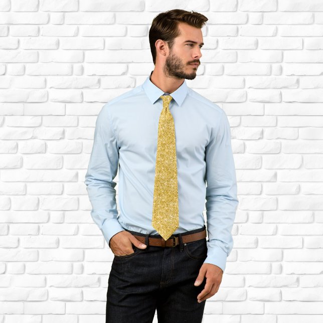 Gravata Brilho Dourado de Luxo (Luxury Sparkly Gold Glitter Neck Tie)