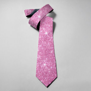 Gravata Brilho Reluzente Glitter Elegante Rosa Dia dos Nam