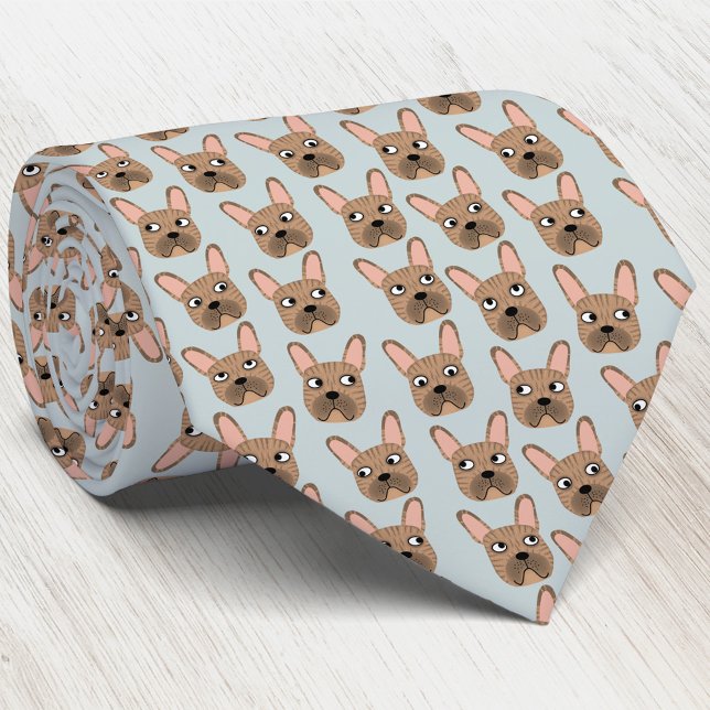 Gravata Brindle French Bulldog (Fun Brindle French Bulldog dog pattern art neck tie)