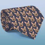 Gravata Brindle French Bulldog Blue Neck Tie<br><div class="desc">Um brindle francês Bulldog divertido ou um padrão francês num fundo azul escuro. Excelente para todos os amantes de cães,  babás,  caminhoneiros e veterinários. Arte original de Nic Squirrell.</div>