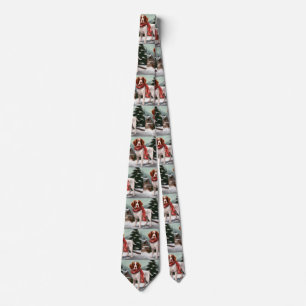 Gravata Brittany Spaniel Dog no Natal da Neve