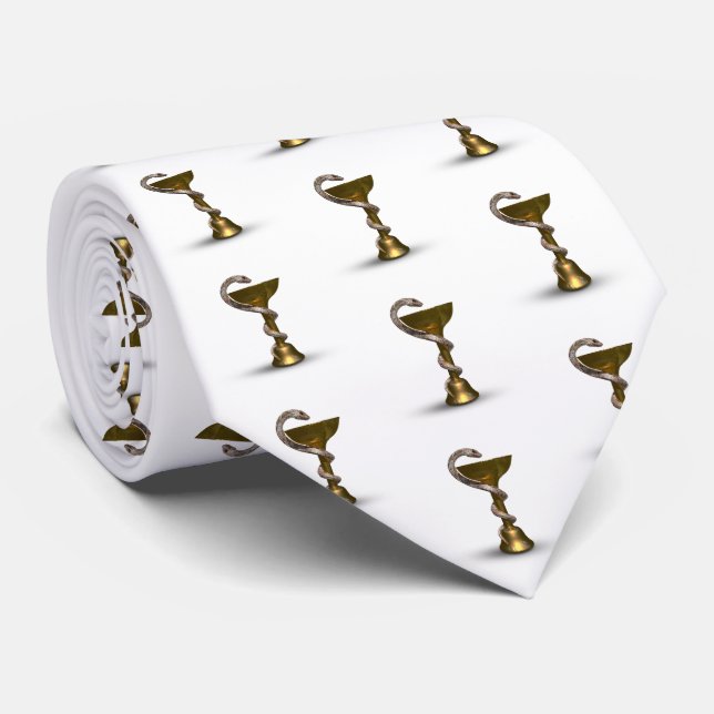 Gravata Bronze Cobra Bowl Hygieia White Caduceus Medicina (Rolled)