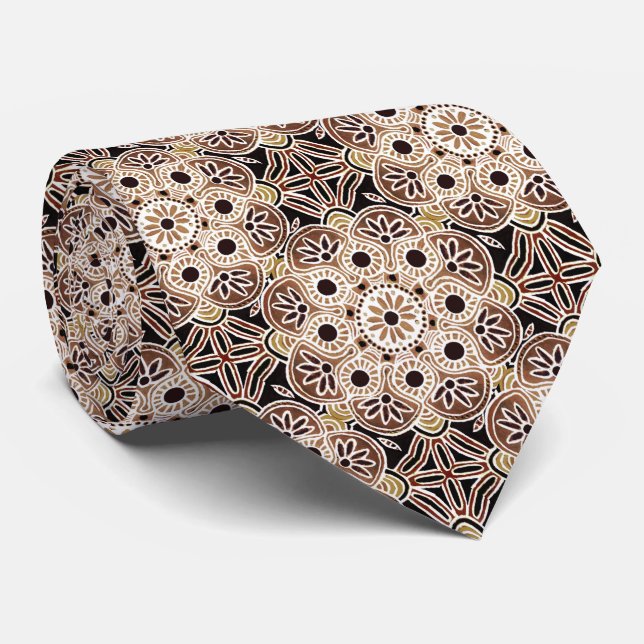 Gravata Brown and taupe boho Necktie (Rolled)
