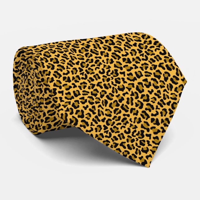 Gravata Brown black leopard skin pattern (Rolled)