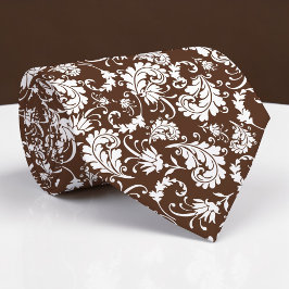 Gravata Brown Floral Pattern Custom Necktie