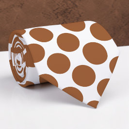 Gravata Brown Polka Dots on White Custom Necktie