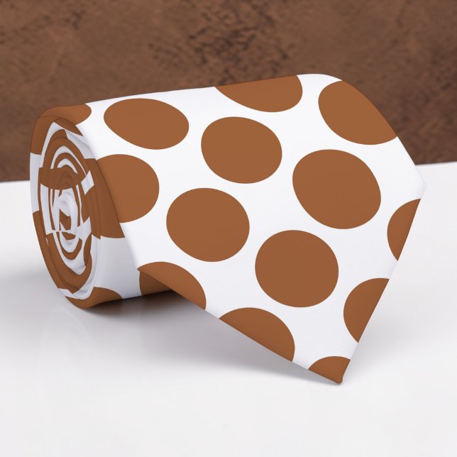 Gravata Brown Polka Dots on White Custom Necktie (Criador carregado)