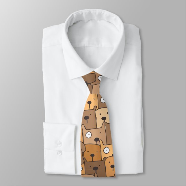 Gravata Brown Tan Dog Lover Retro Tie (Amarrado)