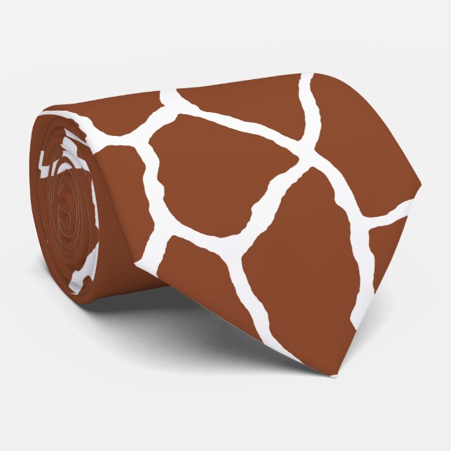 Gravata Brown White Giraffe Skin Patterne Tie (Rolled)