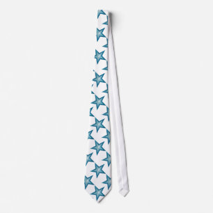 Gravata Bue Star tie White