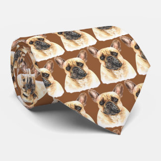 Gravata Buldogue francês marrom